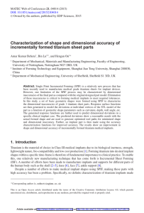 Characterization of shape and dimensional accuracy of