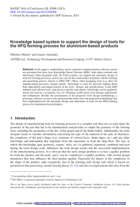Knowledge based system to support the design of tools for