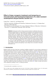 Effect of deep cryogenic treatment and tempering on