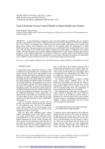 Task-role-based Access Control Model in Smart Health-care System