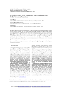 A Novel Discrete Fruit Fly Optimization Algorithm for Intelligent  Fengrui Wang