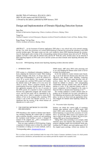 Design and Implementation of Domain Hijacking Detection System Jupo Xue Yang Liu