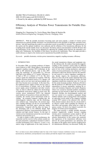 Efficiency Analysis of Wireless Power Transmission for Portable Elec- tronics