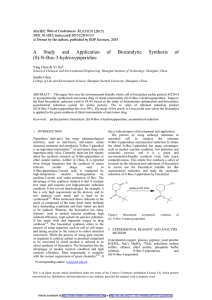 A Study and Application of Biocatalytic Synthesis of (S)-N-Boc-3-hydroxypiperidine