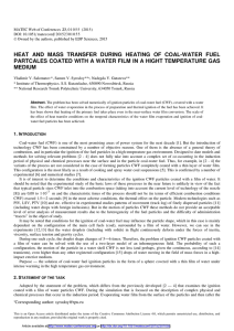 HEAT AND MASS TRANSFER DURING HEATING OF COAL-WATER FUEL
