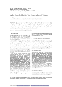 Applied Research of Decision Tree Method on Football Training Jinhui Liu