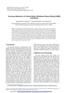 –Diesel–Ethanol (BDE) Corrosion Behaviour of Carbon Steel in Biodiesel Fuel Blend