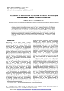 Degradation of Rhodamine B Dye by TiO Nanotubes Photocatalyst