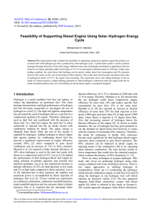 Feasibility of Supporting Diesel Engine Using Solar–Hydrogen Energy Cycle