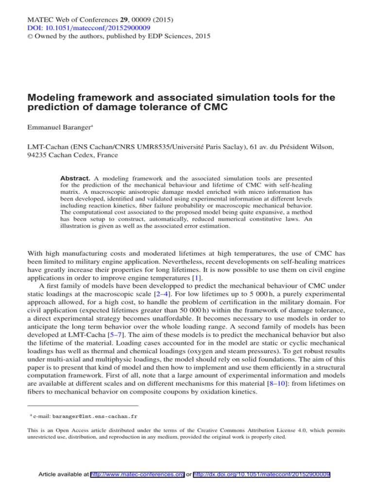Modeling framework and associated simulation tools for the