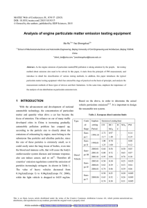 Analysis of engine particulate matter emission testing equipment