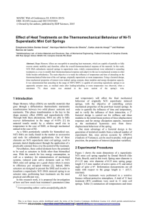 Effect of Heat Treatments on the Thermomechanical Behaviour of Ni-Ti Superelastic Mini Coil