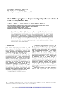 Effects of B2 nanoprecipitates on the phase stability and pseudoelastic... Fe-Mn-Al-Ni shape memory alloys