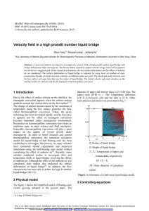 Velocity field in a high prandtl number liquid bridge