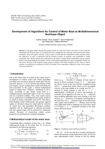 Development of Algorithms for Control of Motor Boat as Multidimensional