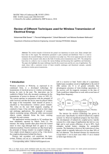 Review of Different Techniques used for Wireless Transmission of Electrical Energy /