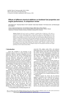 Effects of different chemical additives on biodiesel fuel properties and