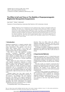 The Effect of pH and Time on The Stability of... Maghemite Nanoparticle Suspensions