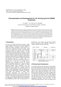 Characterization and Development of a KL Driving Cycle for PHERB Powertrain