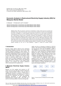 Economic Analysis in Restructured Electricity Supply Industry (ESI) for  N. Mohamad