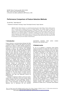 Performance Comparison of Feature Selection Methods  Thu Zar Phyu