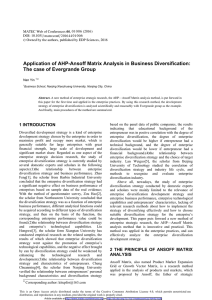 Application of AHP-Ansoff Matrix Analysis in Business Diversification: