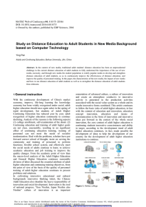 Study on Distance Education to Adult Students in New Media... based on Computer Technology