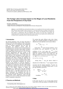 The Foreign Labor Increase Impact on the Wages of Local... From the Perspective of City Scale