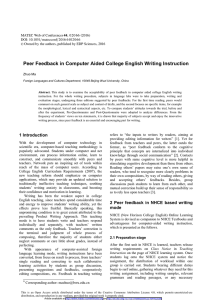 Peer Feedback in Computer Aided College English Writing Instruction