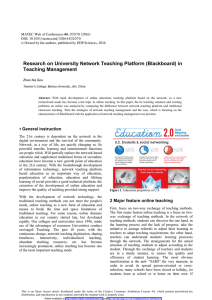 Research on University Network Teaching Platform (Blackboard) in Teaching Management