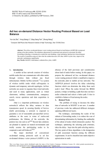 Ad hoc on-demand Distance Vector Routing Protocol Based on Load Balance