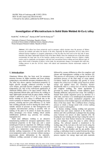 Investigation of Microstructure in Solid State Welded Al-Cu-Li alloy Kookil No