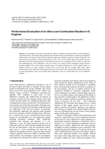 Performance Evaluation of an Ultra-Lean Combustion Studies in IC Engines