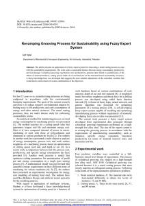 Revamping Grooving Process for Sustainability using Fuzzy Expert System Asif Iqbal