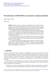 Fire behaviour of EPS ETICS on concrete or masonry facades 10.1051