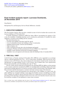 Post incident analysis report: Lacrosse Docklands, 25 November 2014