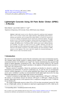 Lightweight Concrete Using Oil Palm Boiler Clinker (OPBC) – A Review