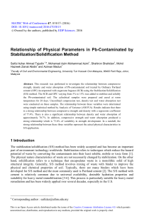 Relationship of Physical Parameters in Pb-Contaminated by Stabilization/Solidification Method