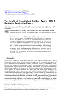 The Insight of Industrialised Building System (IBS) By Bumiputera Construction Players