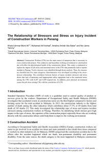 The Relationship of Stressors and Stress on Injury Incident