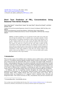 Short Term Prediction of PM Concentrations Using Seasonal Time Series Analysis