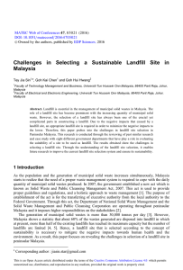 Challenges in Selecting a Sustainable Landfill Site in Malaysia