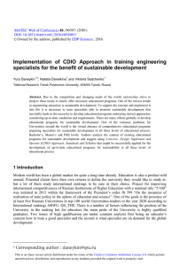 Implementation of CDIO Approach in training engineering
