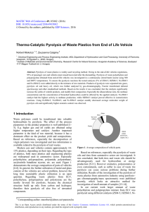 Thermo-Catalytic Pyrolysis of Waste Plastics from End of Life Vehicle