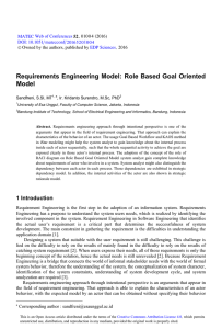 Requirements Engineering Model: Role Based Goal Oriented Model