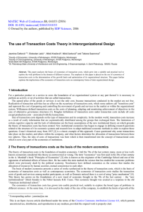 The use of Transaction Costs Theory in Interorganizational Design