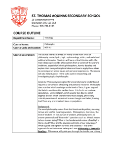 ST. THOMAS AQUINAS SECONDARY SCHOOL COURSE OUTLINE 25 Corporation Drive