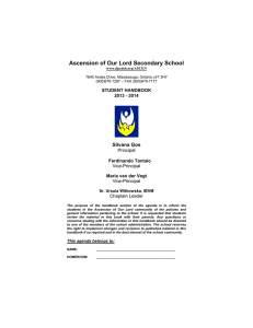 Ascension of Our Lord Secondary School Silvana Gos STUDENT HANDBOOK