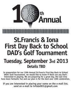 Annual St.Francis &amp; Iona First Day Back to School DAD’s Golf Tournament