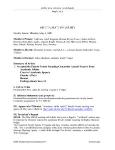 WICHITA STATE UNIVERSITY Faculty Senate: Minutes, May 6, 2013  Members Present
